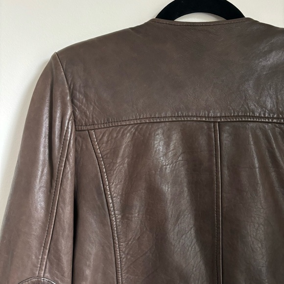 Isabel Marant Etoile Brown Bradi Biker Leather Jacket Size 40 / 8 US - Picture 8 of 10